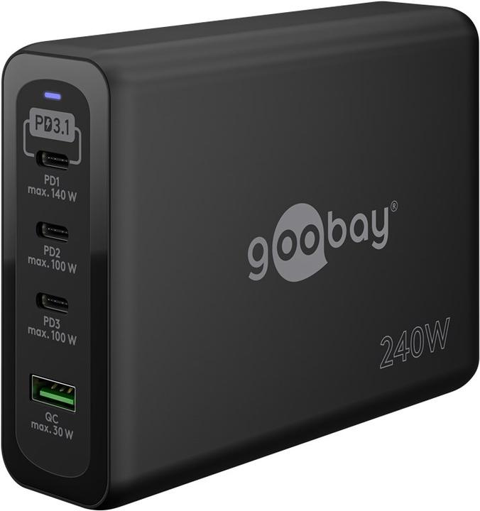 Actual product image Goobay USB-C PD GaN multiport fast charger 240 W black (140 W)