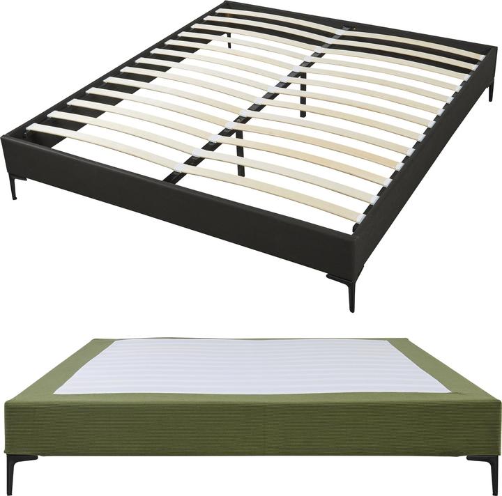 En.Casa Double bed Lilla Cord 160x200 cm Green (160 x 200 cm)