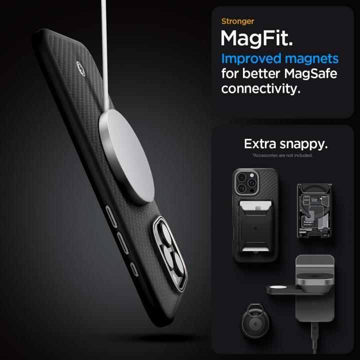Actual product image Spigen Enzo Aramid Mag Magsafe case for iPhone 16 Pro Max 6,9" black/natural (Apple iPhone 16 Pro Max)