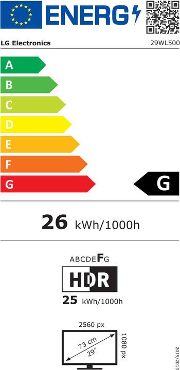 Etichetta energetica LG 29WL500-B (2560 x 1080 pixel, 29")