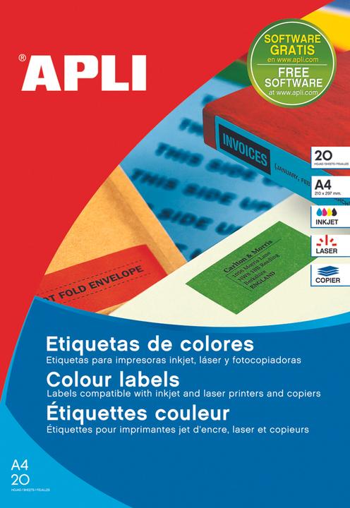 Energie-Label Apli Farbige Etiketten, 70x37mm, rund, grün, 20 Blatt