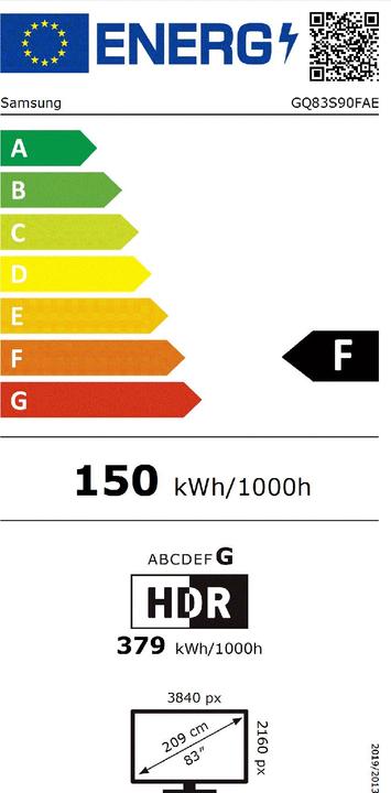 Energie-Label Samsung 83" OLED S90F 4K Vision AI Smart TV (2025) (83", OLED, 4K, 2025)