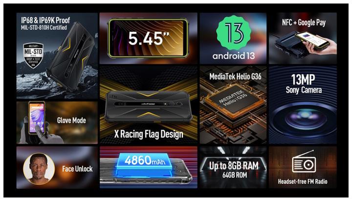 Produktbild Ulefone Armor X12 Pro (64 GB, All Black, 5.45", Dual SIM, 12.98 Mpx, 4G)