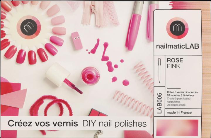 Actual product image Nailmatic Nail Polish (5 Labels, 1 Booklet With 20 Recipes, Pink - 5x Nail Polish 8ml, 10 pipettes, 5x Pre-Filled Mxing Base, Colour paint)