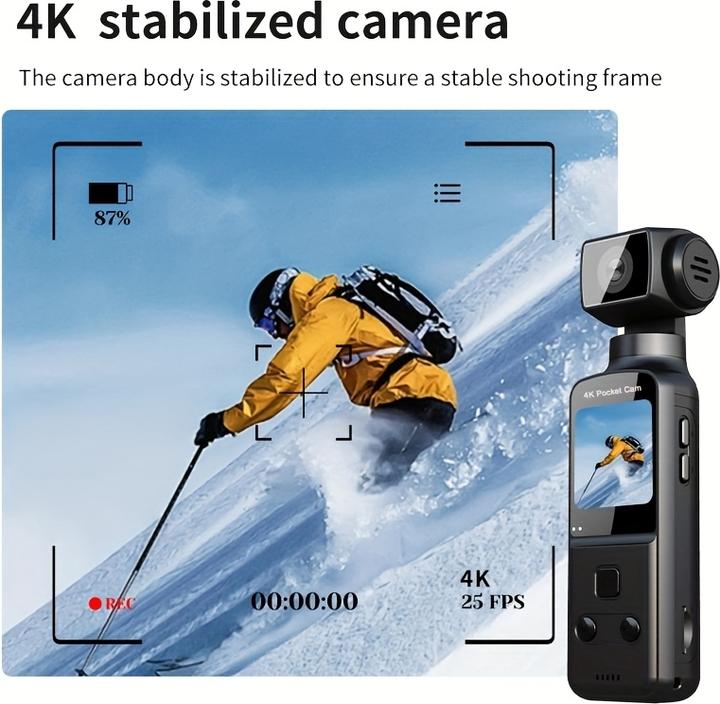 Produktbild PhoneLook 4K Tragbare Actionkamera mit 270° Rotationsobjektiv, Leicht, Wiederaufladbar für Vlogging und Reisen (Bluetooth, WLAN)