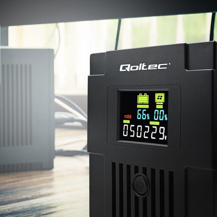 Actual product image Qoltec Zasilacz awaryjny UPS | Monolith | 1500VA | 900W | LCD | USB (1500 VA, 900 W, Line-interactive UPS)