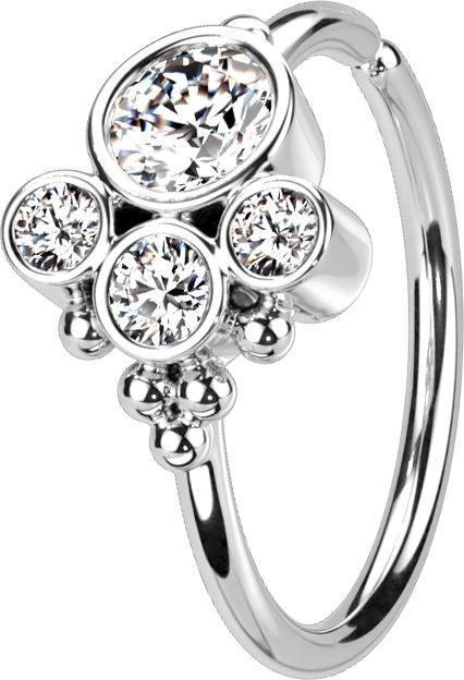 Star Piercing Micro Piercing Ring silber vier Kristalle fünf Kugeln (Messing)