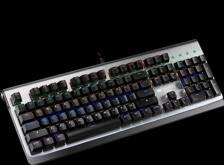 Actual product image Canyon Mechanical Gaming Keyboard Interceptor CND-SKB8, with backlight, Red Outemu Switches, EN layo (US, Cable)