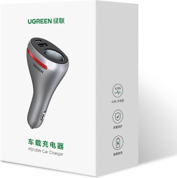 Actual product image Ugreen CD204 Car charger with 12V cigarette lighter socket
