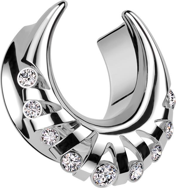 Star Piercing Sattel silber Strahlen mit Kristallen silber (Chirurgenstahl 316L)