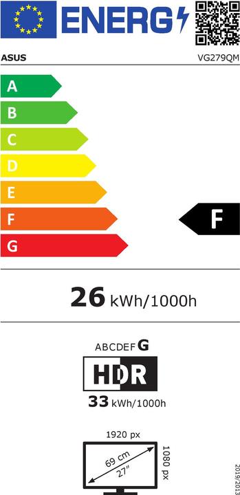 Energie-Label ASUS TUF Gaming VG279QM (1920 x 1080 Pixel, 27")