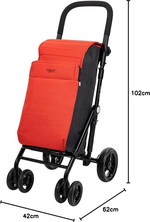 Actual product image Carlett URBAN Duo LETT430 Cooler Boodschappentrolley - Koelvak - 4 wielen - Opvouwbaar - 36 L - Cherry Rood
