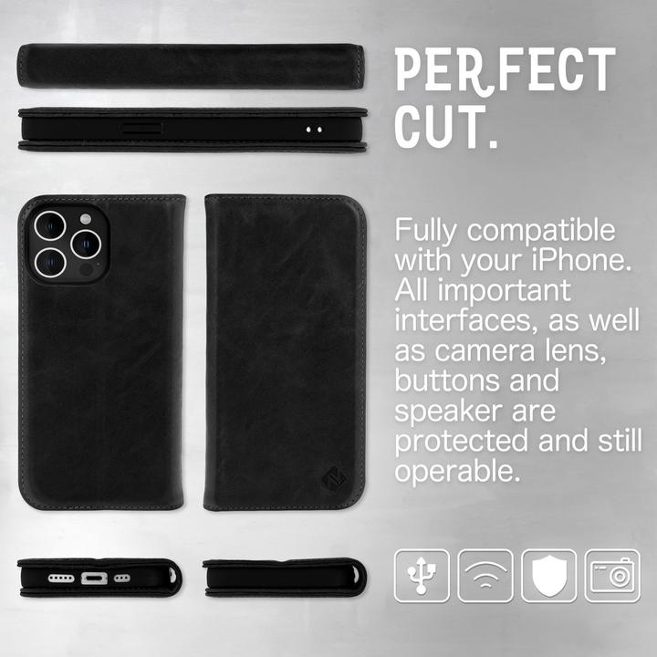Produktbild Nalia Echt-Leder Flipcase (Apple iPhone 14 Pro)