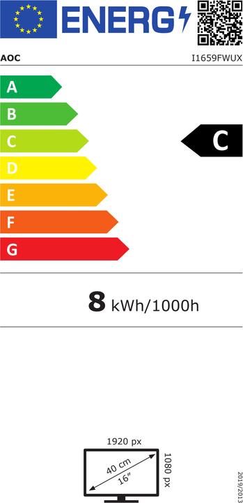 Label énergétique AOC I1659fwux (1920 x 1080 pixels, 15.60")