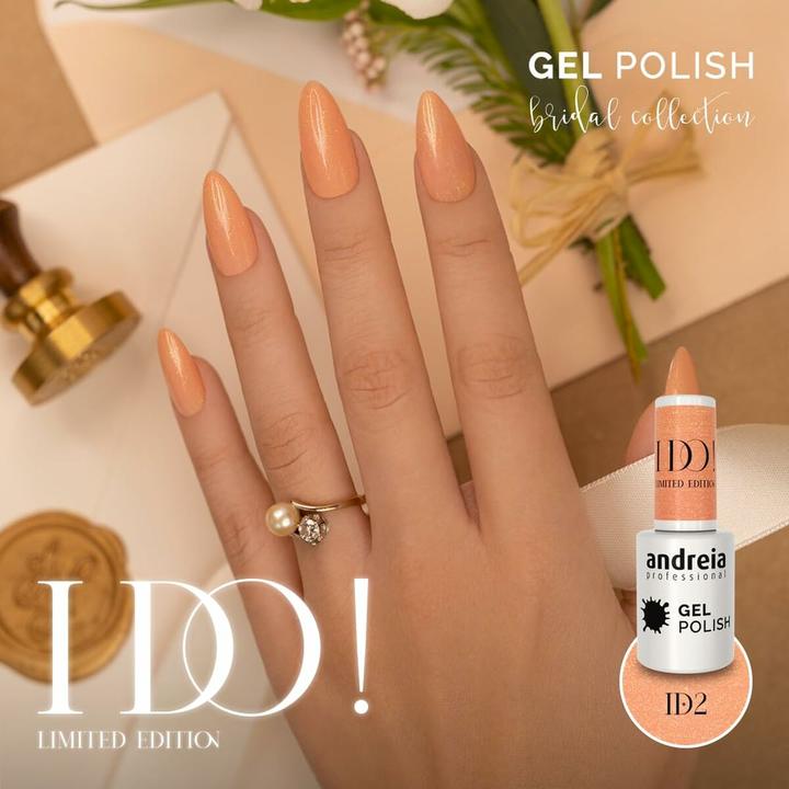 Produktbild Andreia Professioneller Semi-Permanent-Nagellack I DO Limited Collection Farbe ID2 Nude mit Gol (ID2 Nackt mit Gold Funkeln, Gel-Effekt Nagellack)