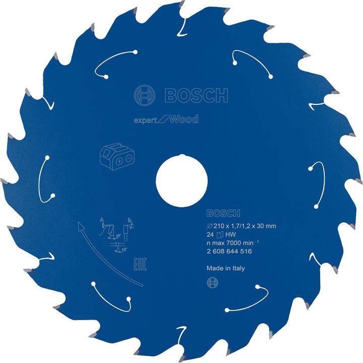 Bosch Professional Zubehör Cordless circular saw blade Expert for Wood, 210 x 1.7/1.2 x 30, 24 teeth