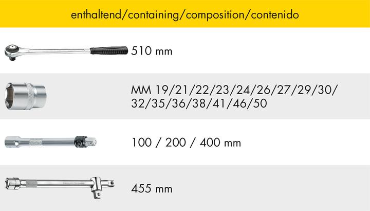 Immagine prodotto HEYTEC Set di chiavi a bussola (50 mm, 31 mm, 35 mm, 45 mm, 46 mm, 38 mm, 21 mm, 27 mm, 33 mm, 48 mm, 43 mm, 41 mm, 23 mm, 28 mm, 44 mm, 47 mm, 32 mm, 22 mm, 25 mm, 42 mm, 20 mm, 24 mm, 36 mm, 49 mm, 39 mm, 26 mm, 19 mm, 37 mm, 29 mm, 40 mm, 34 mm, 30 mm)