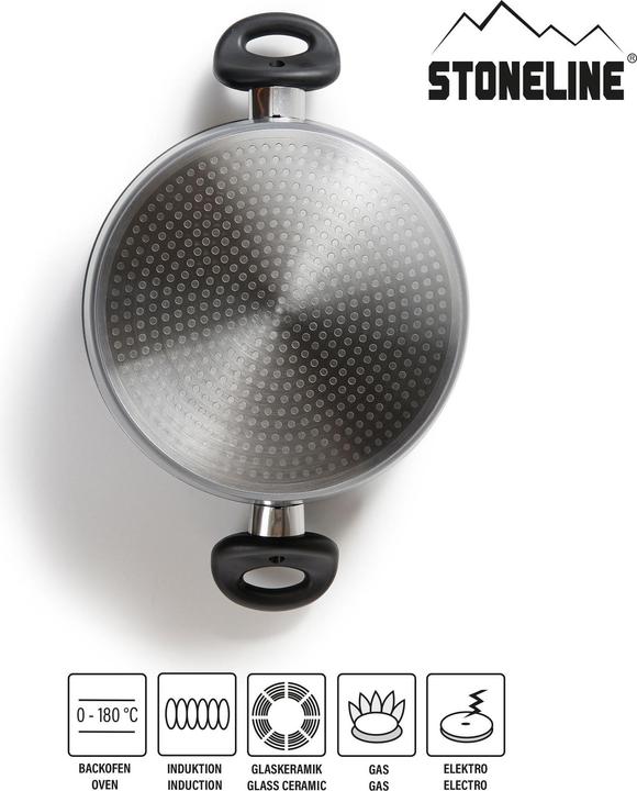 Actual product image Stoneline Cooking pot 24 cm, with glass lid, non-stick frying pot, induction and oven-safe (24 cm, Pot, Aluminium)
