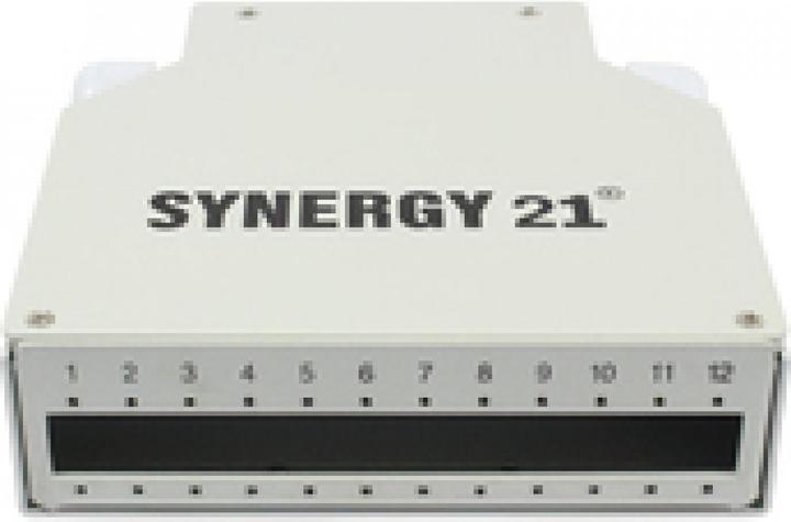 Produktbild Synergy 21 LWL-Patchpanel für Hutschiene(DIN), 12xLC-Duplex/SC-Simplex-Buchsen, ohne Kupplungen, Lichtgrau, Syn