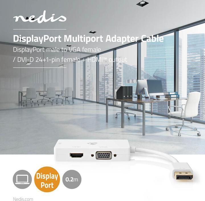 Actual product image Nedis Displayport adapter| DisplayPort 1.2| DVI-D 24+1-pin socket HDMI VGA (VGA)