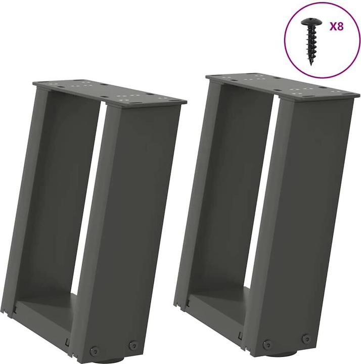 Produktbild VidaXL Couchtischbeine U-Form 2 Stk. Anthrazit 30x(30-31) cm Stahl Tischbein