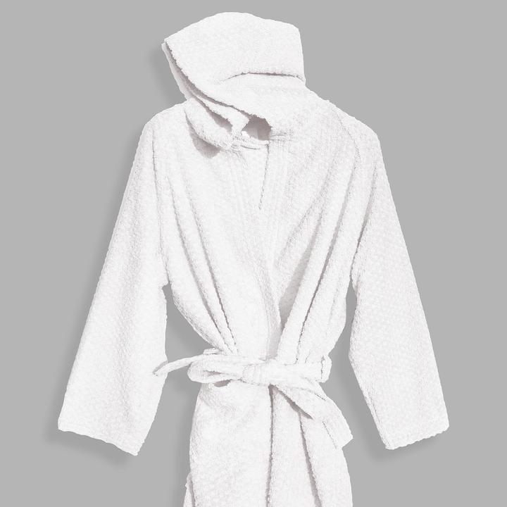 Casativo Swiss Natura Bademantel mit Wabendesign, unisex, strahlend-weiss, S (S)