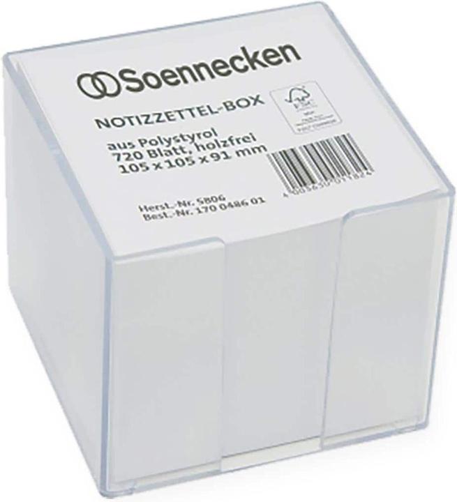 Image du produit Soennecken Boîte à notes Dimensions : 10,5 x 10,5 x 9,1 cm (L x H x P) A utiliser pour les formats de papier :