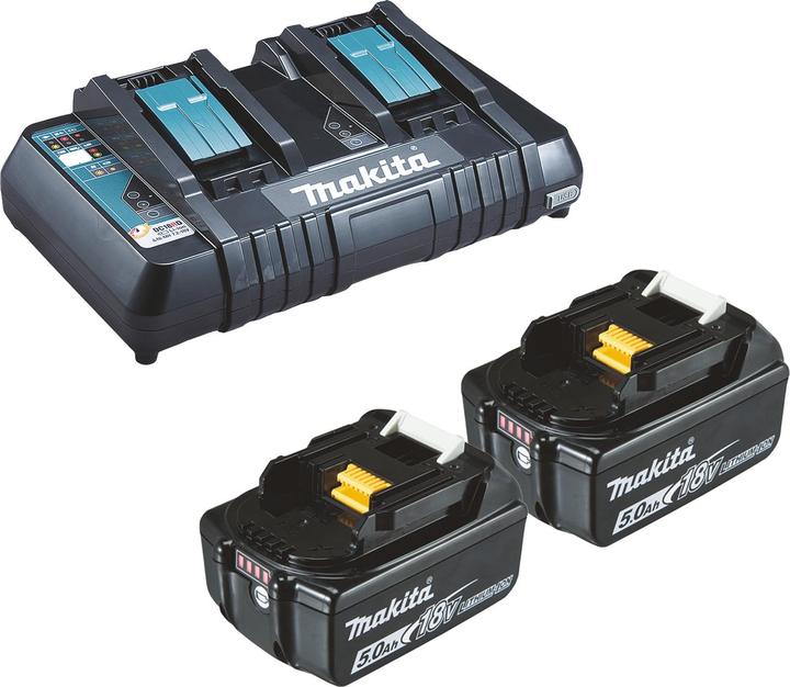 Actual product image Makita 2x BL1850B Akku 5,0 Ah 18V Li-Ion + DC18RD Doppelschnellladegerät - DC18RD-BL1850 (18 V)