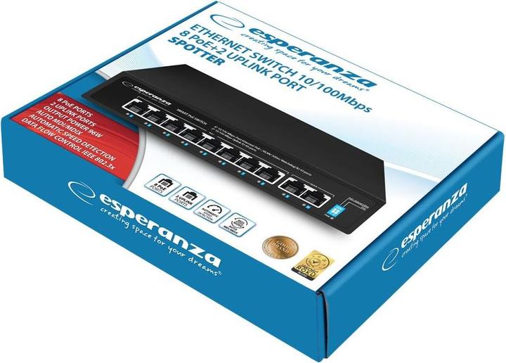 Image du produit Esperanza ENS106 10-Port Poe Switch 10/100 96W (10 Ports)