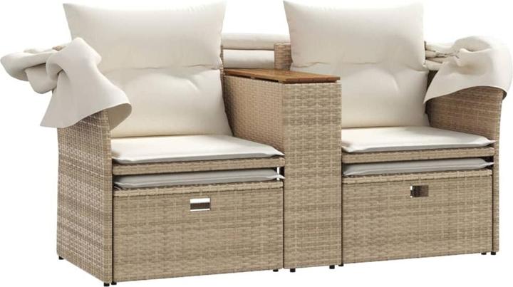 Actual product image VidaXL 2-seater garden sofa with roof and stools