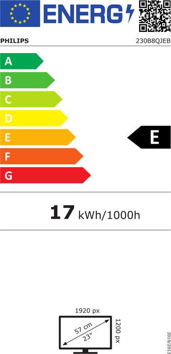 Label énergétique Philips 230B8QJEB/00 (1920 x 1200 pixels, 22.50")