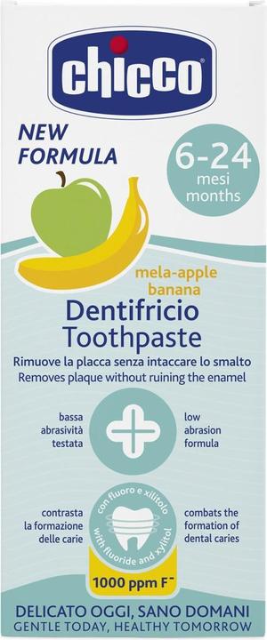 Image du produit Chicco Pâte dentifrice fruitée au goût de pomme/banane, AVEC fluor 1000ppm, 50ml - 6-24m (50 ml)