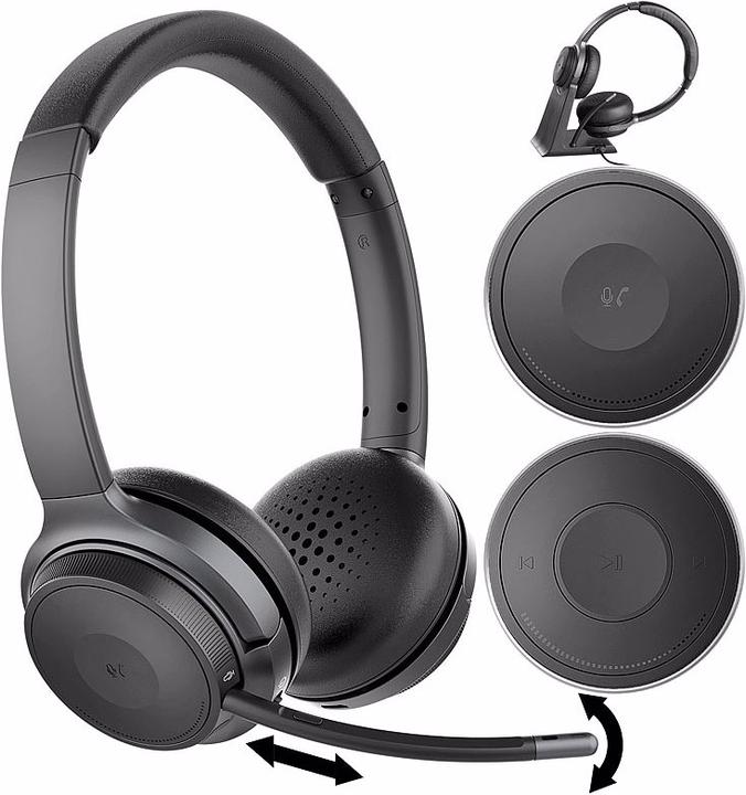 Produktbild Callstel Profi-Stereo-Headset mit Bluetooth 5, 18-Std.-Akku, 30 m Reichweite (Kabellos, USB-A)