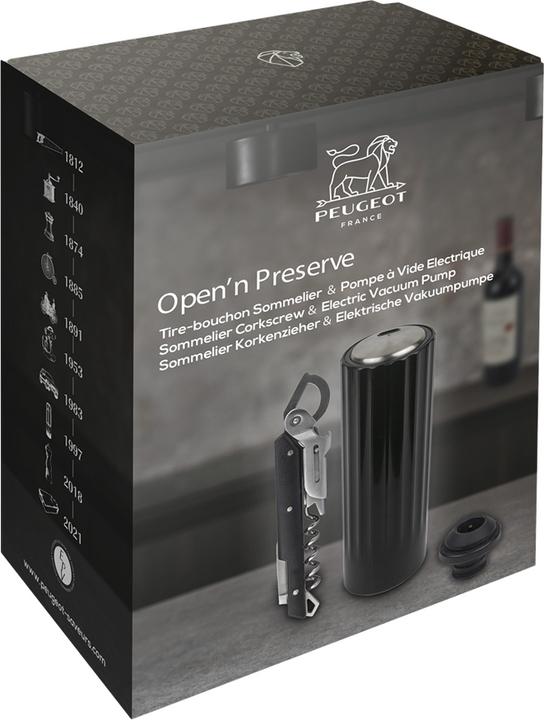 Image du produit Peugeot Coffret cadeau Open'n Preserve Set 3 pcs. noir (Tire-bouchon électrique)