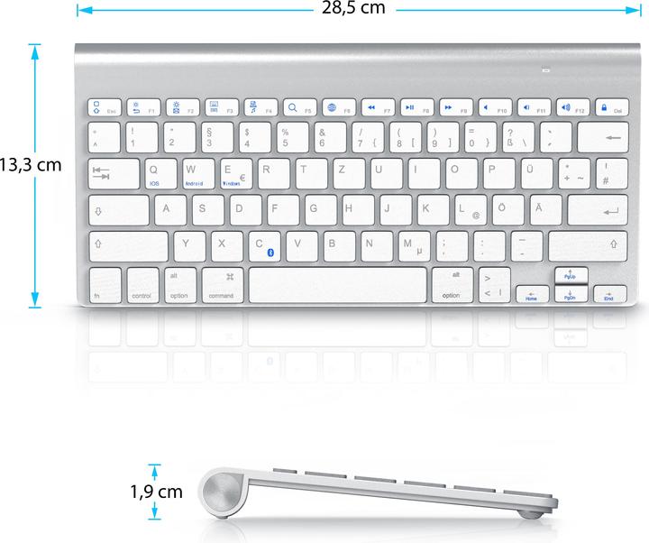 Produktbild Aplic Wireless Tastatur, Bluetooth Keyboard für iOS, Android, Windows, QWERTZ Layout (DE, Kabellos)