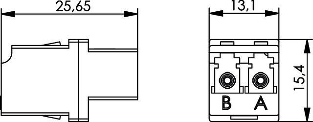 Produktbild Telegärtner LWL Kupplung 2xLC-Duplex, Multimode OM3, türkis zum Einbau in unbestückte LWL Patch Panel. Wandverte