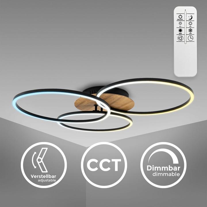 Produktbild B.K.Licht CCT-LED Deckenleuchte, Holz, schwarz, LED/42,5W (1500 lm)