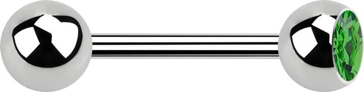 Star Piercing Barbell silber mit Kugel und Kugel Kristall grün (Chirurgenstahl 316L, ohne Messing)