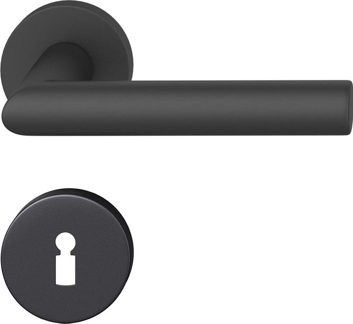 Produktbild FSB Drückergarnitur 12 1076 ASL auf Rosette BB, schwarz matt (Türgarnitur)