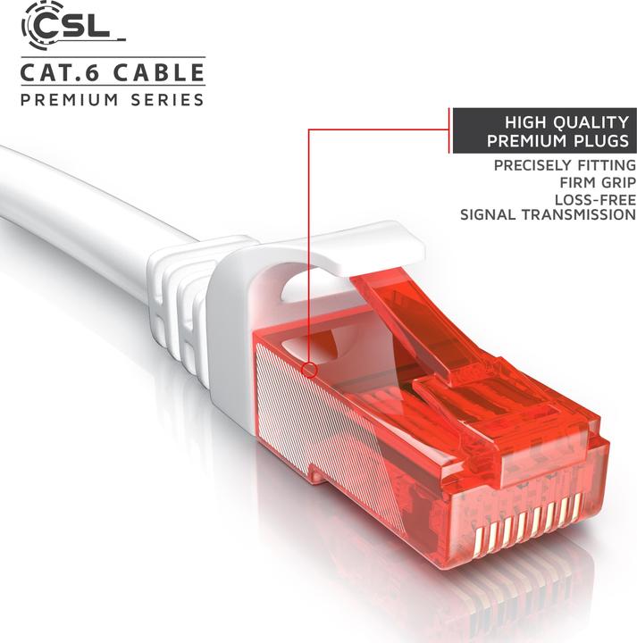 Produktbild CSL CAT.6 Netzwerkkabel - Ethernet Gigabit Lan Kabel RJ45 - Patchkabel - komp. CAT.5 CAT.6 CAT.7 CAT.8 (UTP, CAT6, 1 m)