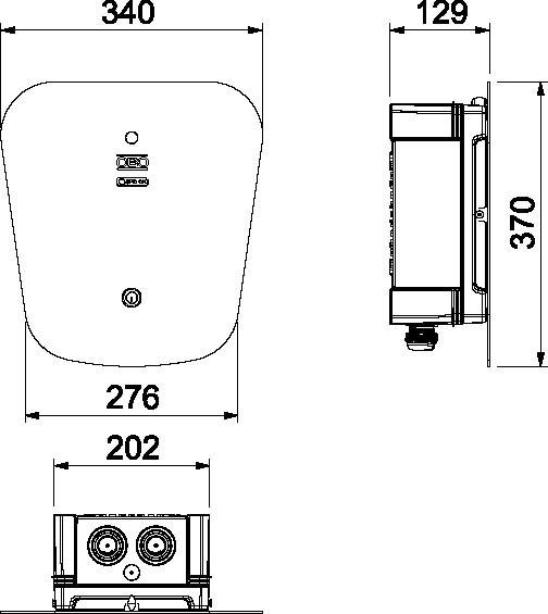 Actual product image OBO Bettermann Wallbox WB AC BL KS SPD Key Pro370x340x136 sw PC (Type 2, 22 kW)