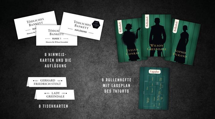 Actual product image Crime & Dine – Das Krimi-Dinner-Set: Tödliches Bankett (German, Business Elephant Paperdice Solutions GmbH, 2022)