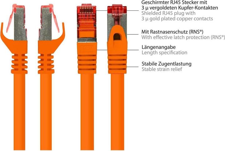 Image du produit Varia SO-36406 - Patchkabel Cat.6a, S/FTP, 0.15m, rot (S/FTP, 0.15 m)