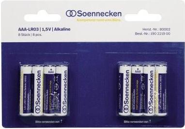 Produktbild Soennecken Batterie 80002 Micro AAA LR03 1.5 V 8 St./Pack - Batterie - Micro (AAA) (8 Stk., AAA)