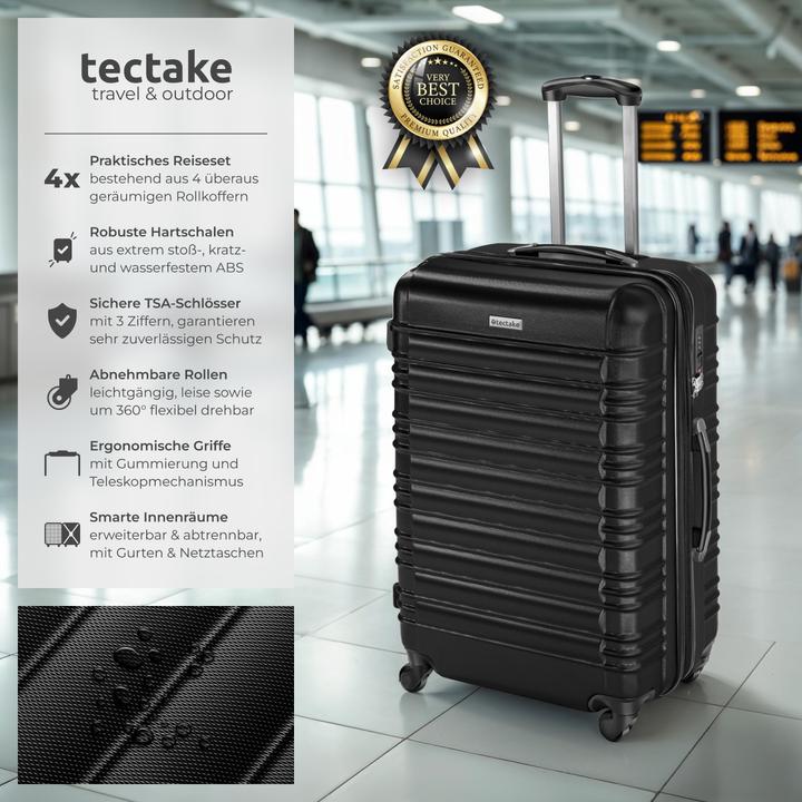 Image du produit tectake Set de 4 Valises (106 l, Bagage à main (jusqu'à 50l), M (50 - 90l), L (90 - 115l), XL (à partir de 115l))