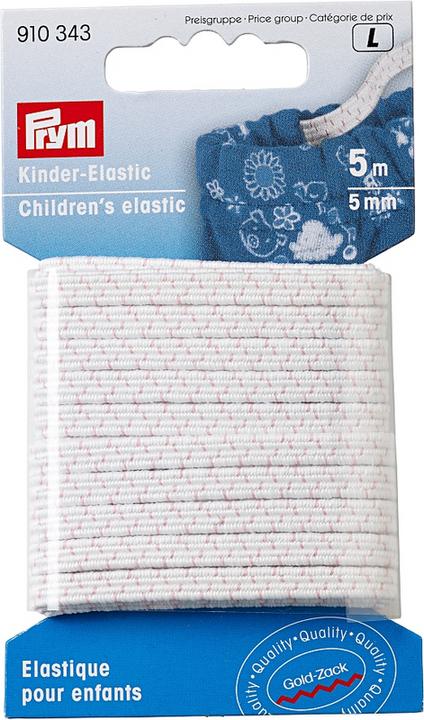 Image du produit Prym Elastique pour enfants, blanc 5 mm, carte 5 m