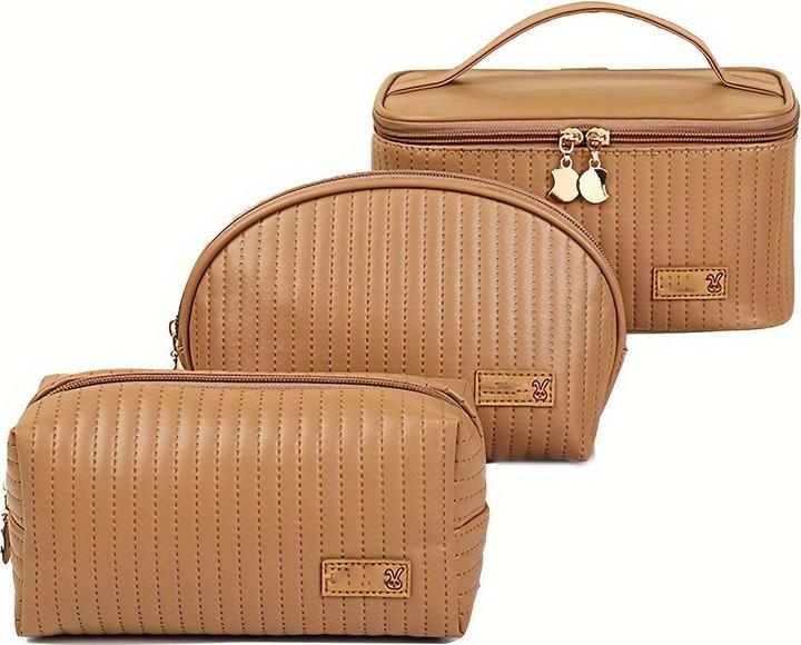 Only-Bags.Store 3pcs/set Kosmetiktasche, tragbare grosse Öffnung quadratische Kosmetiktasche / Shell Design