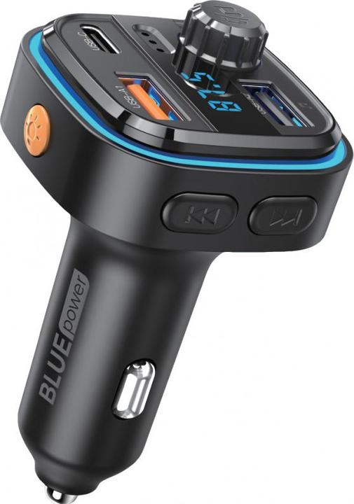 Produktbild Blue Power BT FM Transmitter and Car Charger BPBCC08, 2 x USB-A - 1 x USB C - 1 x microSD, schwarz