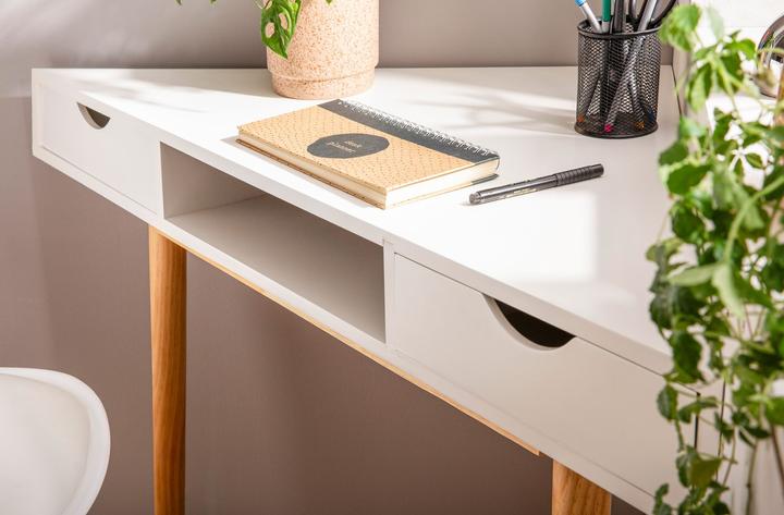 Produktbild FineBuy Eckschreibtisch Schreibtisch 80 cm Weiss Schubladen Tisch Platzsparend (80 x 80 x 78 cm)
