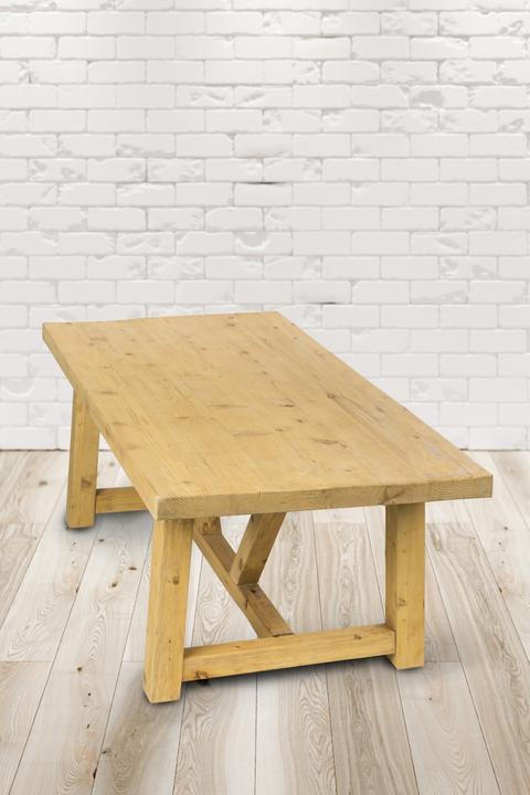 Produktbild PureHaven Rustikaler Massivholztisch 200x100x76 cm Esstisch Vollholz Unikat handgefertigt Kiefer Vin (200 x 100 x 76 cm)
